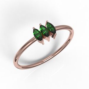 Minimalist Dainty Gold Trinity Marquise CZ Ring